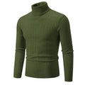 Showlu men's slim fit turtleneck sweater in warm knit, featuring a high collar and double-layer design for cozy winter wear.