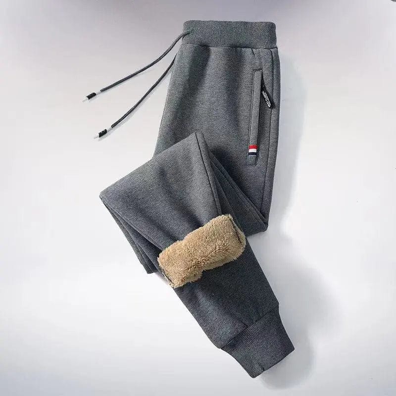 Men's winter fleece joggers from Showlu Fashion with warm lambswool, casual harem style, drawstring waist, straight fit, and solid color.
