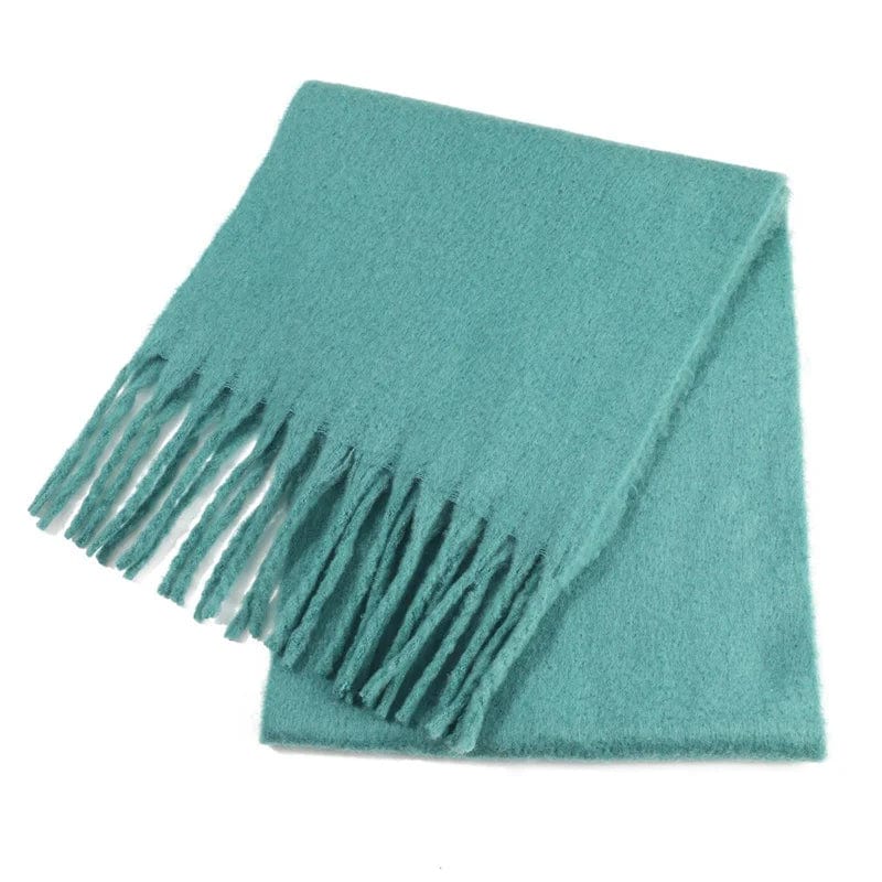 Luxury cashmere winter scarf for women with tassels, thick and warm, soft solid-color shawl for autumn and winter.