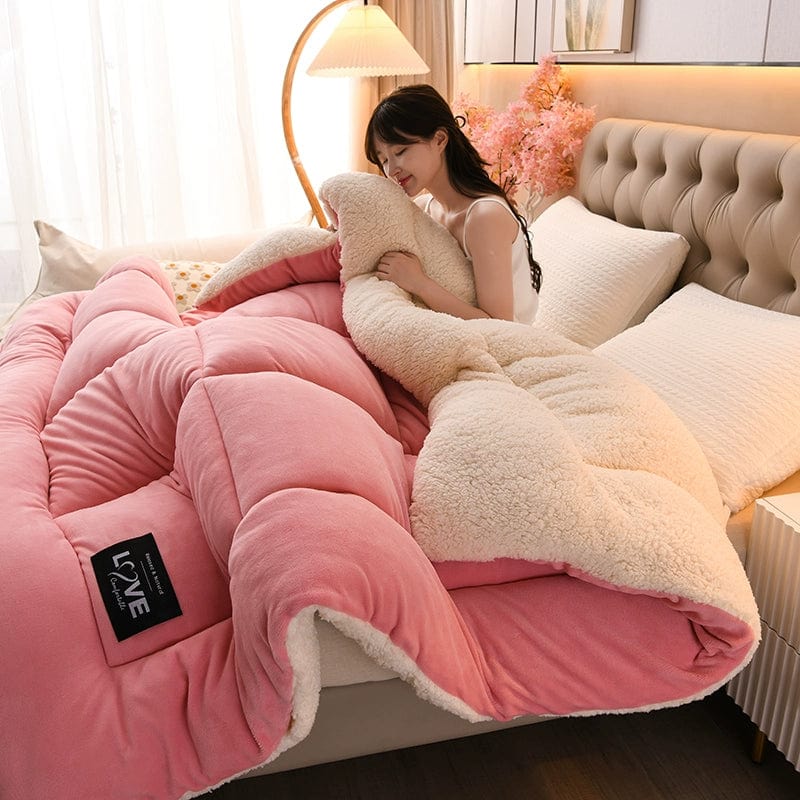 Winter Winter Quilt Thick Lambskin Duvet Insert Students Warm - Keeping Single Double Duvet Quilt 5.00kg Double - Sided Velvet Bedding - SHOWLU FASHION STORE