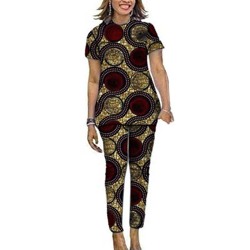Women’s Ankara African print top and pants set by Showlu Fashion, featuring vibrant Nigerian-style fabric for casual and festival wear.