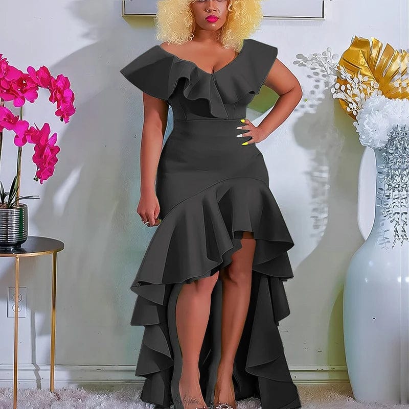 Showlu Fashion House of S·D women's sleeveless bodycon party dress with ruffle hem, elegant sheath style, perfect for summer evenings.