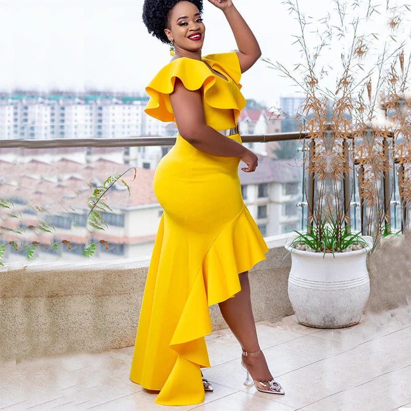 Elegant sleeveless House of S·D women's bodycon party dress with ruffle hem and sheath style, perfect for evening and summer occasions.
