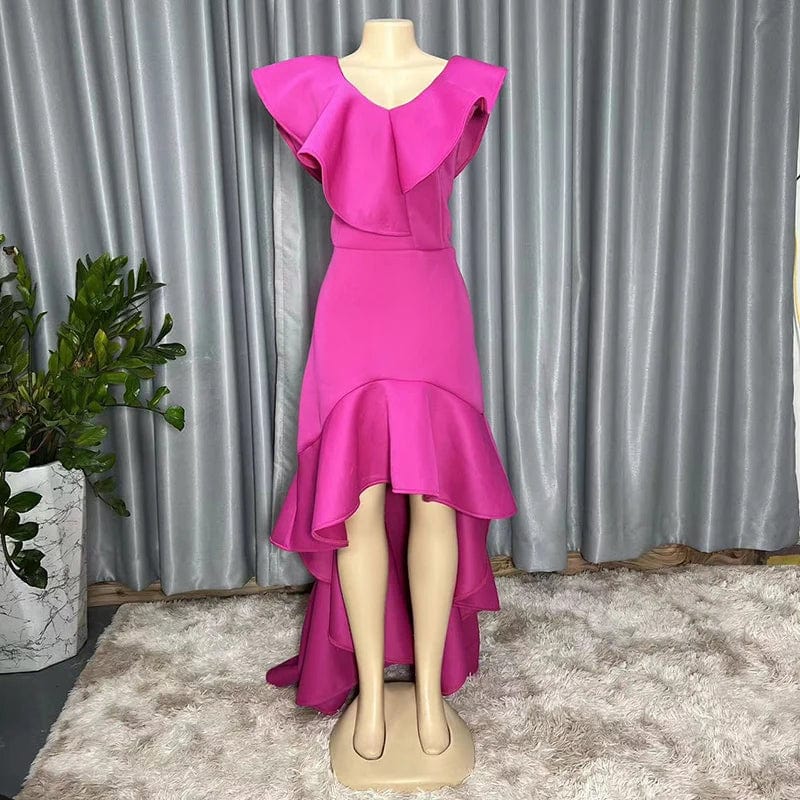 Elegant sleeveless House of S·D women's bodycon party dress with ruffle hem, perfect for evening events and summer occasions.