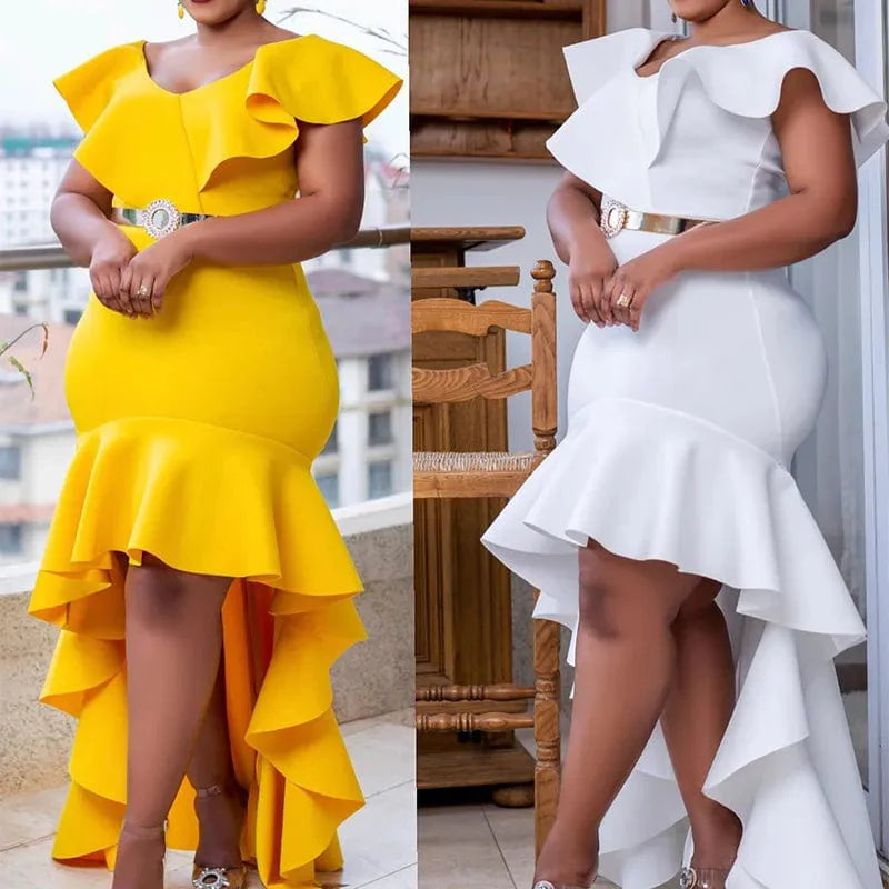 Showlu Fashion House of S·D women's sleeveless bodycon party dress with ruffle hem, sheath style, perfect for evening and summer occasions.