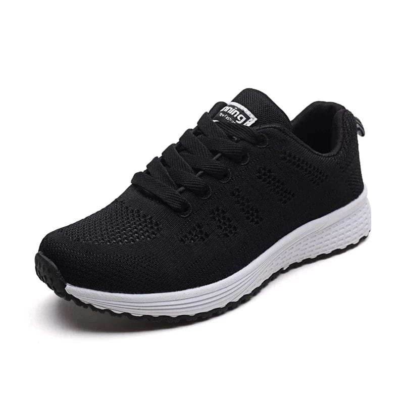 Women's breathable mesh walking shoes by SHOWLU FASHION STORE, flat lace-up sneakers with casual white design and vulcanized sole.