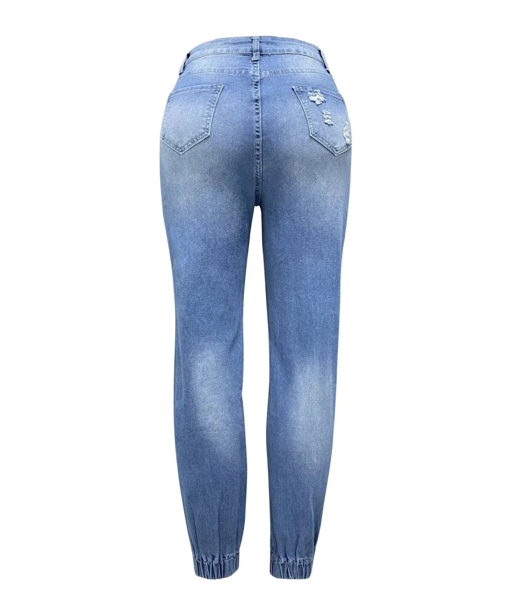 Kalenmos women's slim pencil denim jeans with printed ankle length design, pockets, zipper fly, and slight stretch for a fitted look.