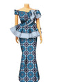 Women’s African Dashiki skirt set by Xiaohuagua, includes cotton blouse with half-sleeves and matching long skirt.