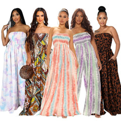 Women Loose One - Piece Wide - Leg Pants Tube Top - SHOWLU FASHION STORE