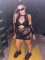 Women Sexy Lingerie Mini Dress Fashion Lace See Through Hollow Out Rompers Hot Sex Bodycon Sexy Babydolls Exotic Bodystocking - SHOWLU FASHION STORE