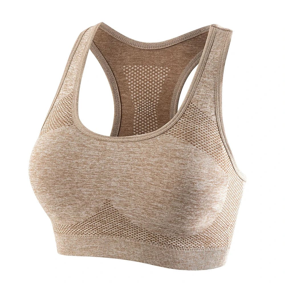 Women’s iOSN push-up yoga sports bra by Showlu Fashion, breathable polyester fitness vest for running, gym, and yoga activities.
