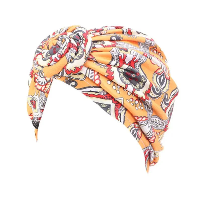 Showlu Women's Cotton Tie Turban Hat with bohemian twist, featuring top knot and African-inspired headwrap design.