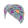 Showlu Women's cotton tie turban hat with bohemian twist, top knot style, ideal as a headwrap or chemo cap for women.