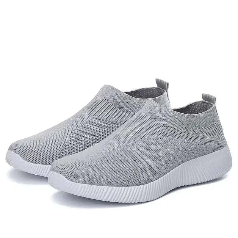 Women's slip-on vulcanized sneakers by SHOWLU FASHION, cotton fabric walking flats with comfortable loafers style in size 42.