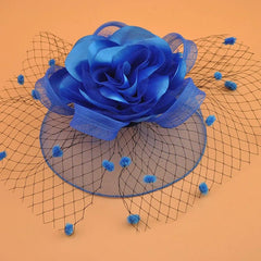 Women Wedding Evening Party Mesh Headband Flower Hat Fascinator Caps Feather Ladies Hat - SHOWLU FASHION STORE