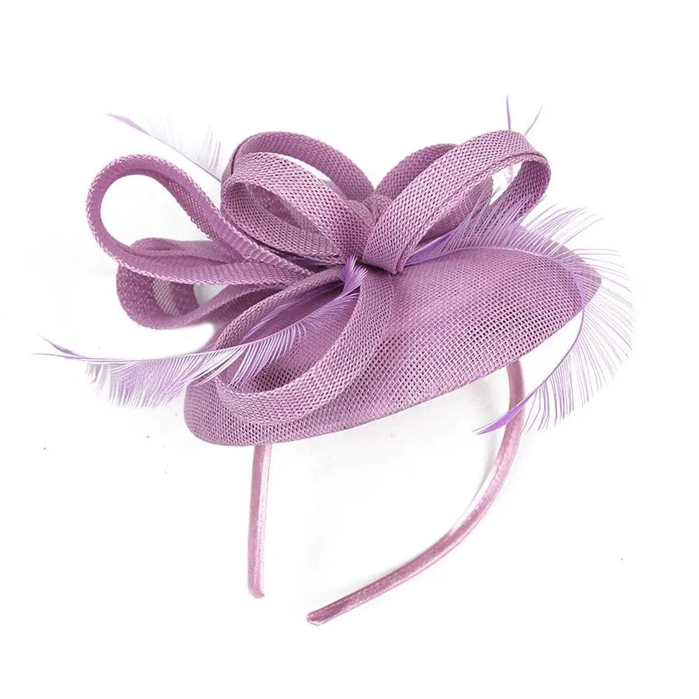 Showlu Women's mesh flower fascinator hat with feather details, ideal for wedding or party headwear.