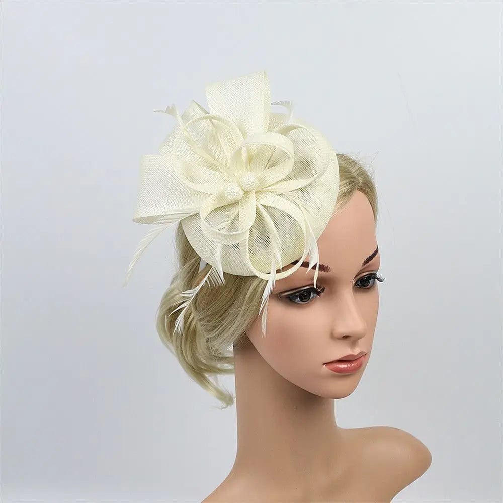 Women Wedding Evening Party Mesh Headband Flower Hat Fascinator Caps Feather Ladies Hat - SHOWLU FASHION STORE