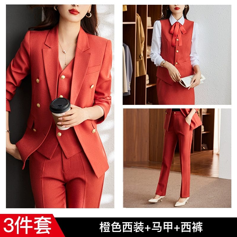 SHOWLU FASHION women's striped slim fit double-breasted interview suit coat, tailored and professional for business attire.