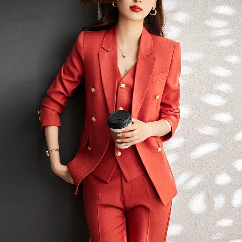 SHOWLU FASHION women's striped slim fit double-breasted interview suit coat, tailored blazer for professional attire