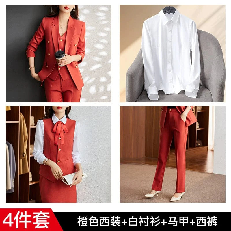SHOWLU FASHION women's striped slim fit double-breasted interview suit coat, tailored blazer for professional office wear