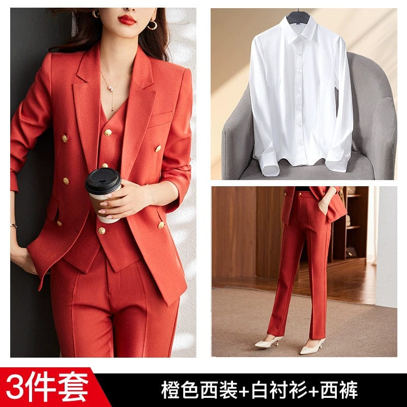 SHOWLU FASHION women's striped slim fit double-breasted interview suit coat, tailored and professional for business attire.