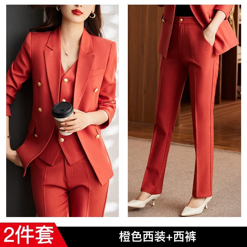 SHOWLU FASHION women's striped slim fit double-breasted interview suit coat, tailored fit, professional office attire