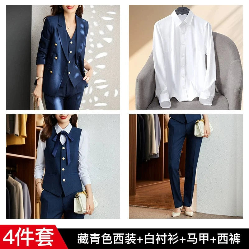 SHOWLU FASHION women's striped slim fit double-breasted interview suit coat, tailored blazer with classic pattern and structured fit.