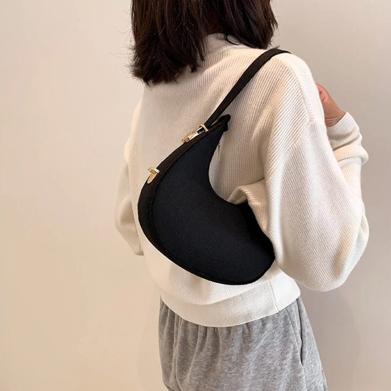 Women's crocodile grain felt underarm bag by SHOWLU FASHION STORE, half moon shape, stylish and simple purse for women.
