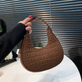 Women's crocodile grain felt underarm bag by SHOWLU FASHION STORE, half moon-shaped purse with a stylish, simple design.