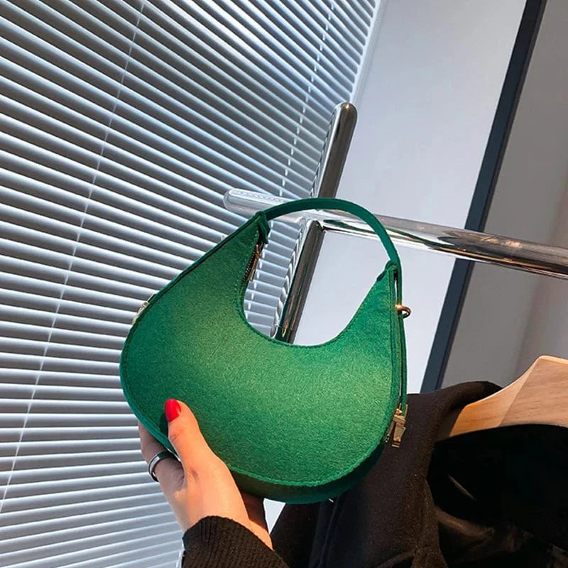 Women's crocodile grain felt underarm bag with half moon shape, stylish shoulder purse by SHOWLU FASHION STORE.
