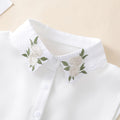 Showlu Women's embroidered apricot rose chiffon detachable fake collar worn over a sweater for elegant, versatile style.