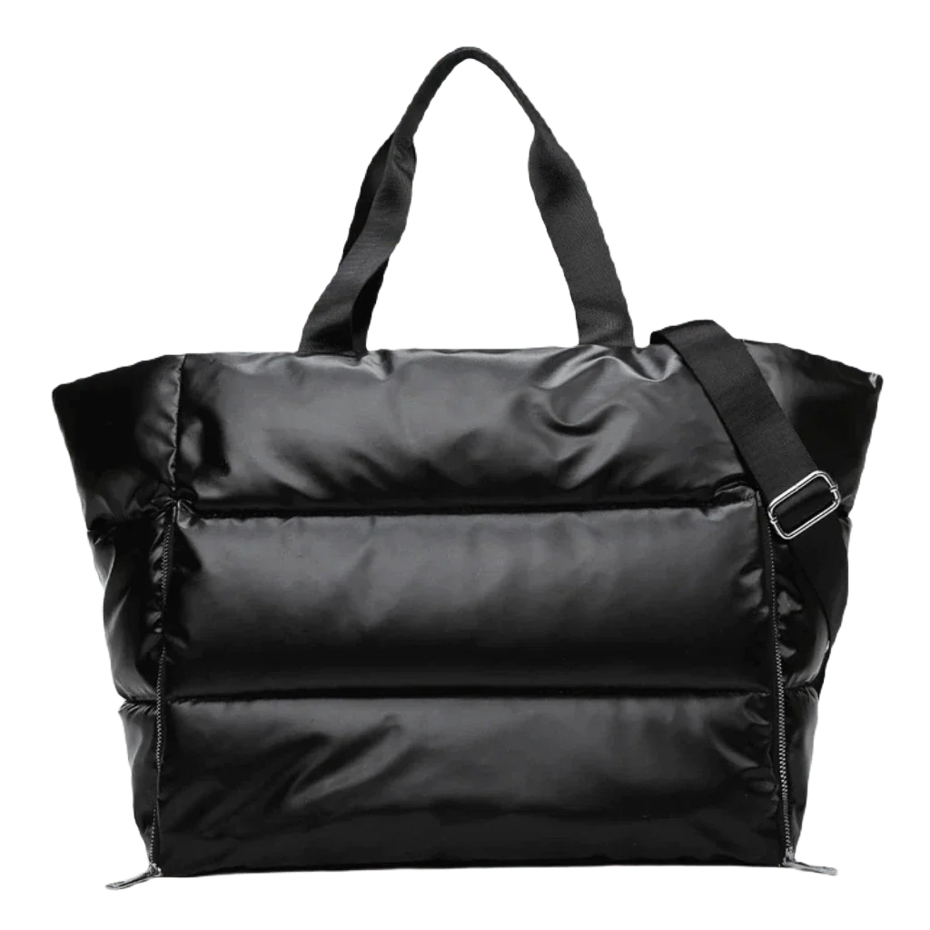 Showlu Women's Oxford yoga gym bag with large capacity, black travel satchel on one shoulder, ideal for fitness and travel.