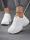 Women's CHAMPLESSO Chunky Mesh Walking Shoes by SHOWLU FASHION STORE, breathable leather trainers with comfortable, solid color design.