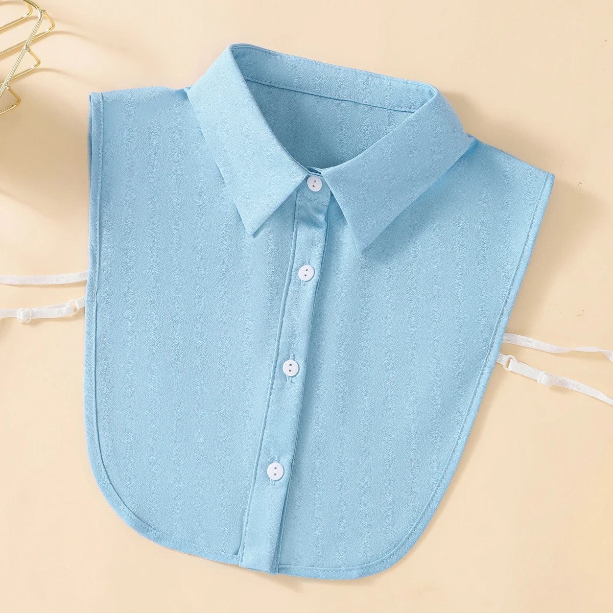 Showlu Women's chiffon fake collar set with four professional and casual half shirts in white, blue, pink, and khaki colors.