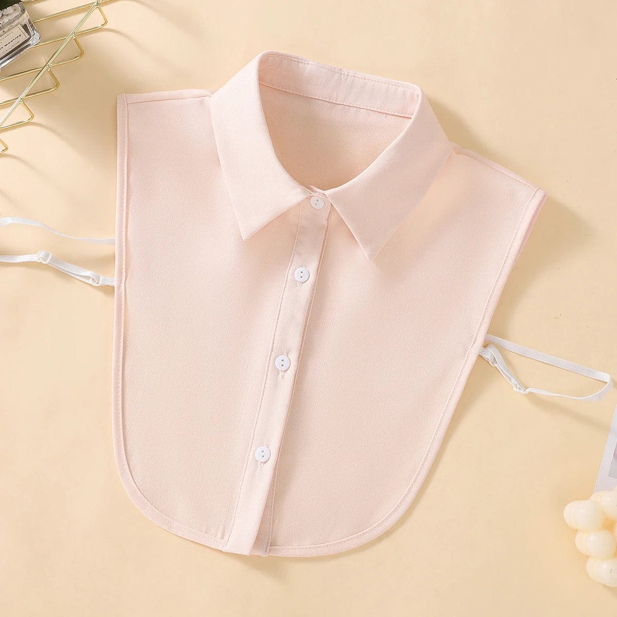 Showlu Women's Chiffon Fake Collar set with four professional half shirts in white, blue, pink, and khaki, casual and stylish.