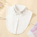 Showlu Women's chiffon fake collar with beaded pointed neck, versatile half shirt accessory, handmade decorative fashion piece