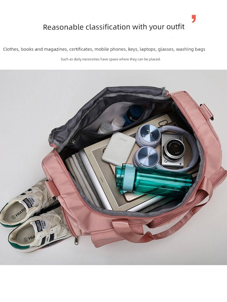Large capacity Oxford travel bag for women, lightweight and foldable, suitable for outdoor travel, shopping, or school use.