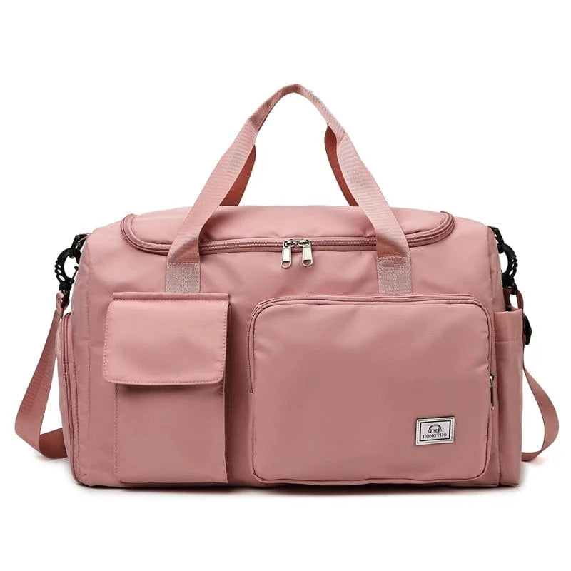 Large capacity Oxford travel bag for women, lightweight folding handbag with spacious interior, ideal for outdoor travel and commuting.