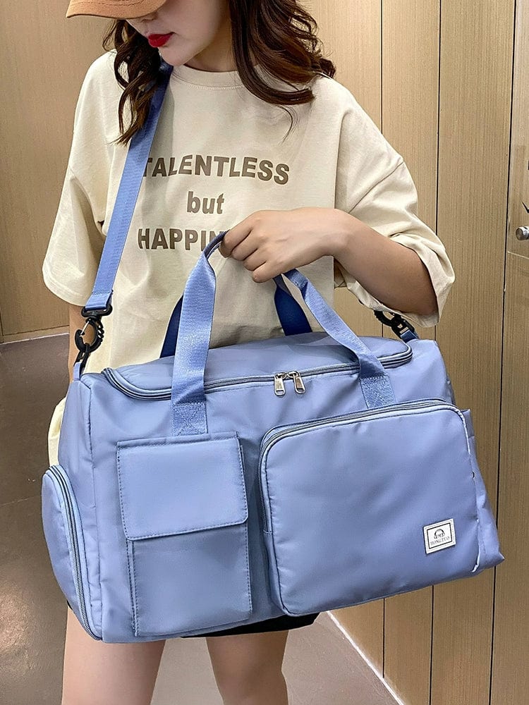 Large capacity lightweight Oxford travel bag for women, foldable folding handbag, ideal for outdoor travel, shopping, or school use.