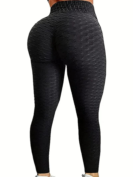 Women's Plus Size 1XL - 5XL Casual Leggings Ladies Fashion Solid Honeycomb Pattern High Rise Skinny Fitness Leggings - SHOWLU FASHION STORE