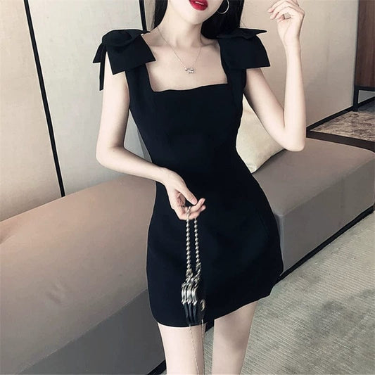 Women's Square Collar Slimming Sleeveless Chic Dress - SHOWLU FASHION STORE