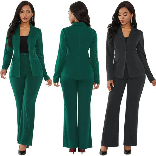 women's suit office two piece set long sleeve suit pants 2 piece set female winter two pieces sets office female - SHOWLU FASHION STORE