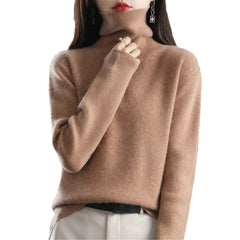 Women's Sweater Pullover Cashmere Pullover High Neck Wool Casual Knit Tops Autumn Winter Jacket Warm Pullover - SHOWLU FASHION STORE