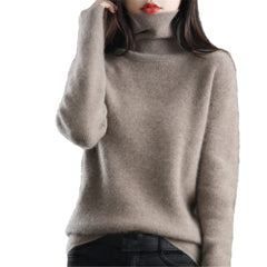 Women's Sweater Pullover Cashmere Pullover High Neck Wool Casual Knit Tops Autumn Winter Jacket Warm Pullover - SHOWLU FASHION STORE