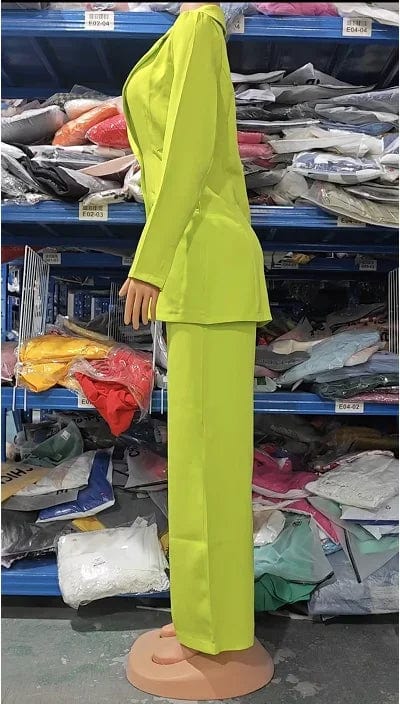 Elegant women's blazer and pants set by SHOWLU FASHION with notched collar, long sleeves, and stylish button details.