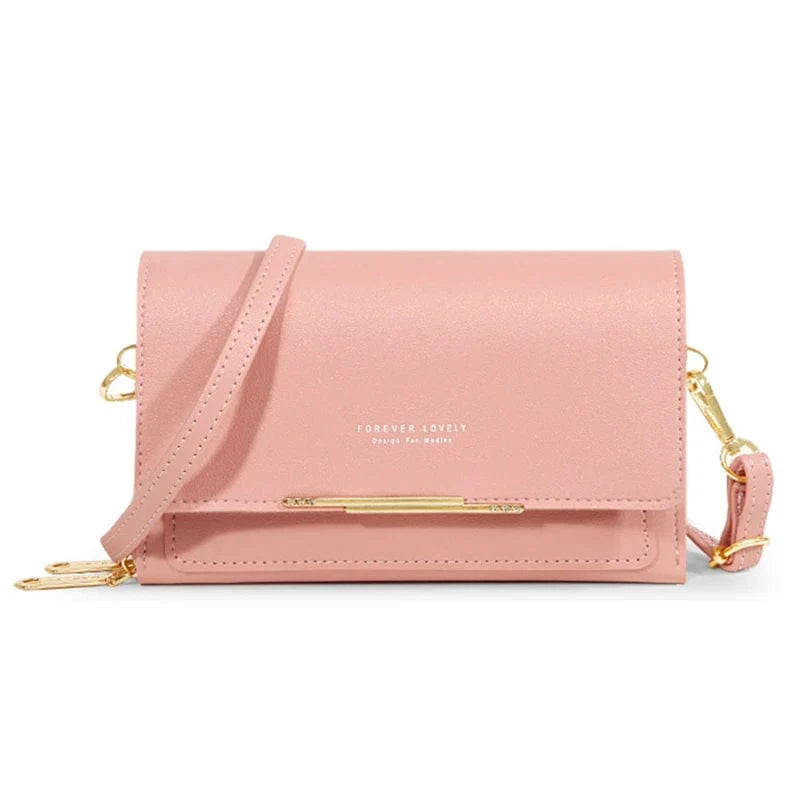Showlu Women's PU leather wallet with large capacity, multi-card slots, casual shoulder bag design, and space for mobile phone.