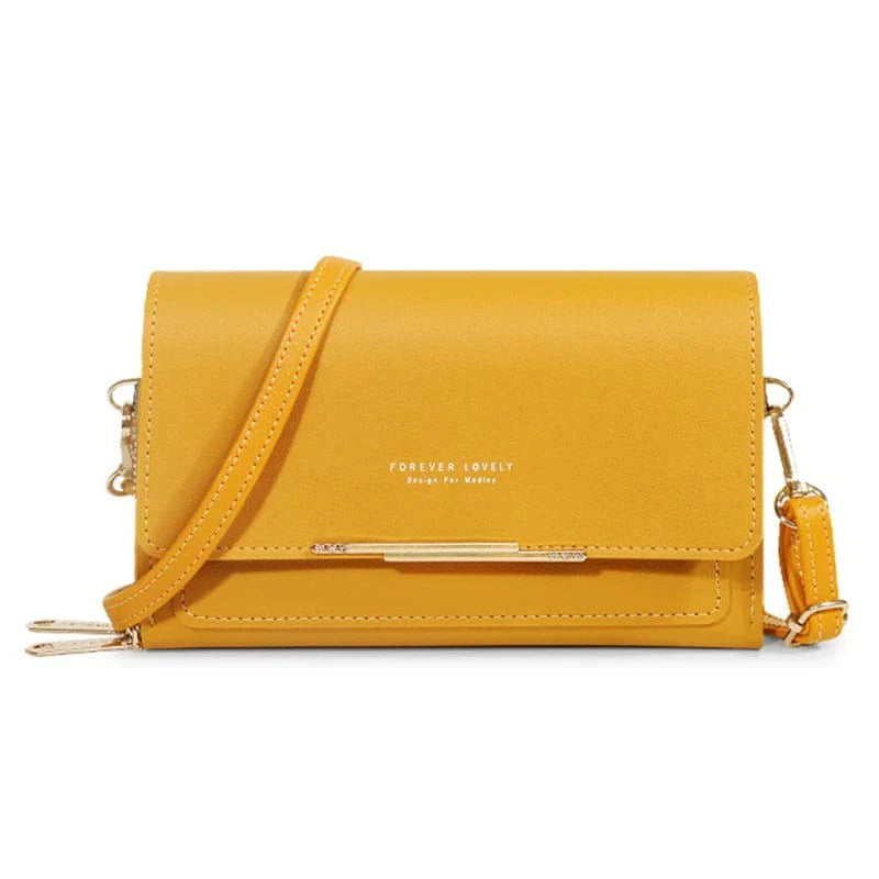 Showlu women's PU leather wallet with large capacity, multi-card slots, casual shoulder bag design, suitable for carrying mobile phones.
