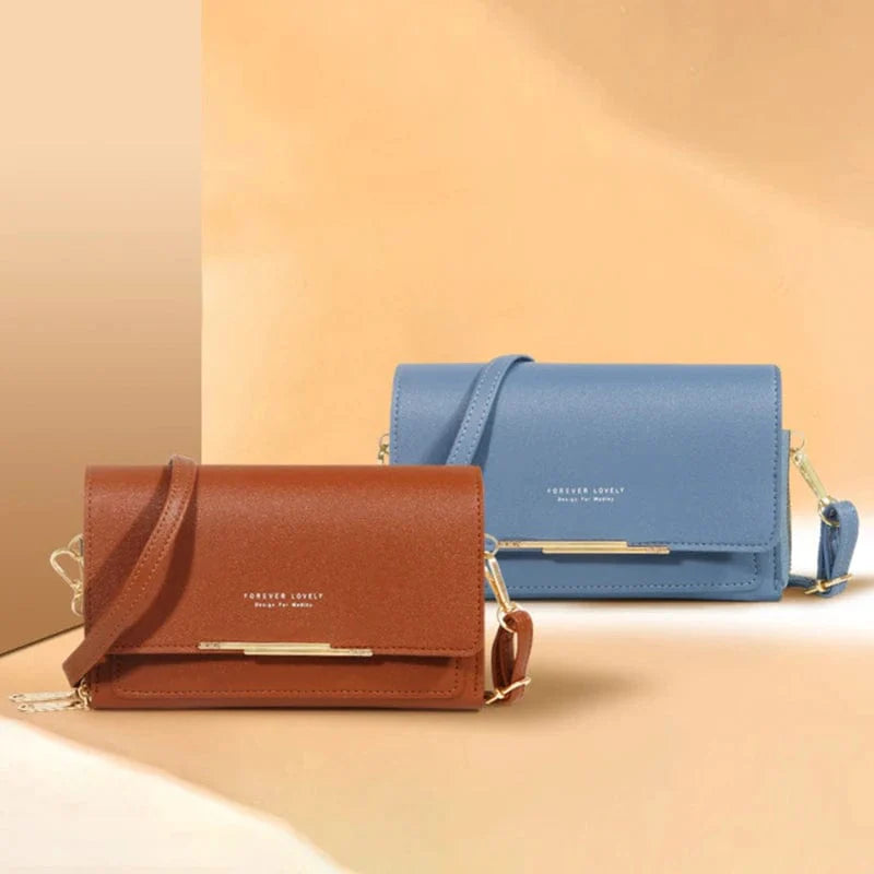 Showlu Women's PU leather wallet and large capacity handbag with multiple card slots, casual shoulder bag for mobile and essentials.