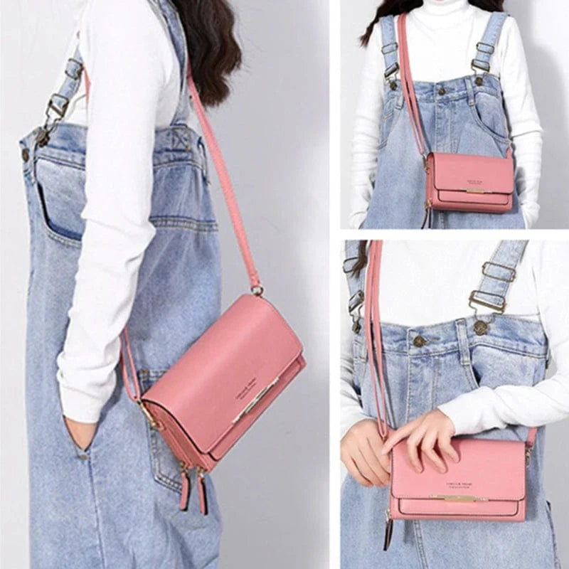 Showlu women's PU leather wallet and large capacity handbag with multiple card slots, casual shoulder bag with mobile phone pocket.