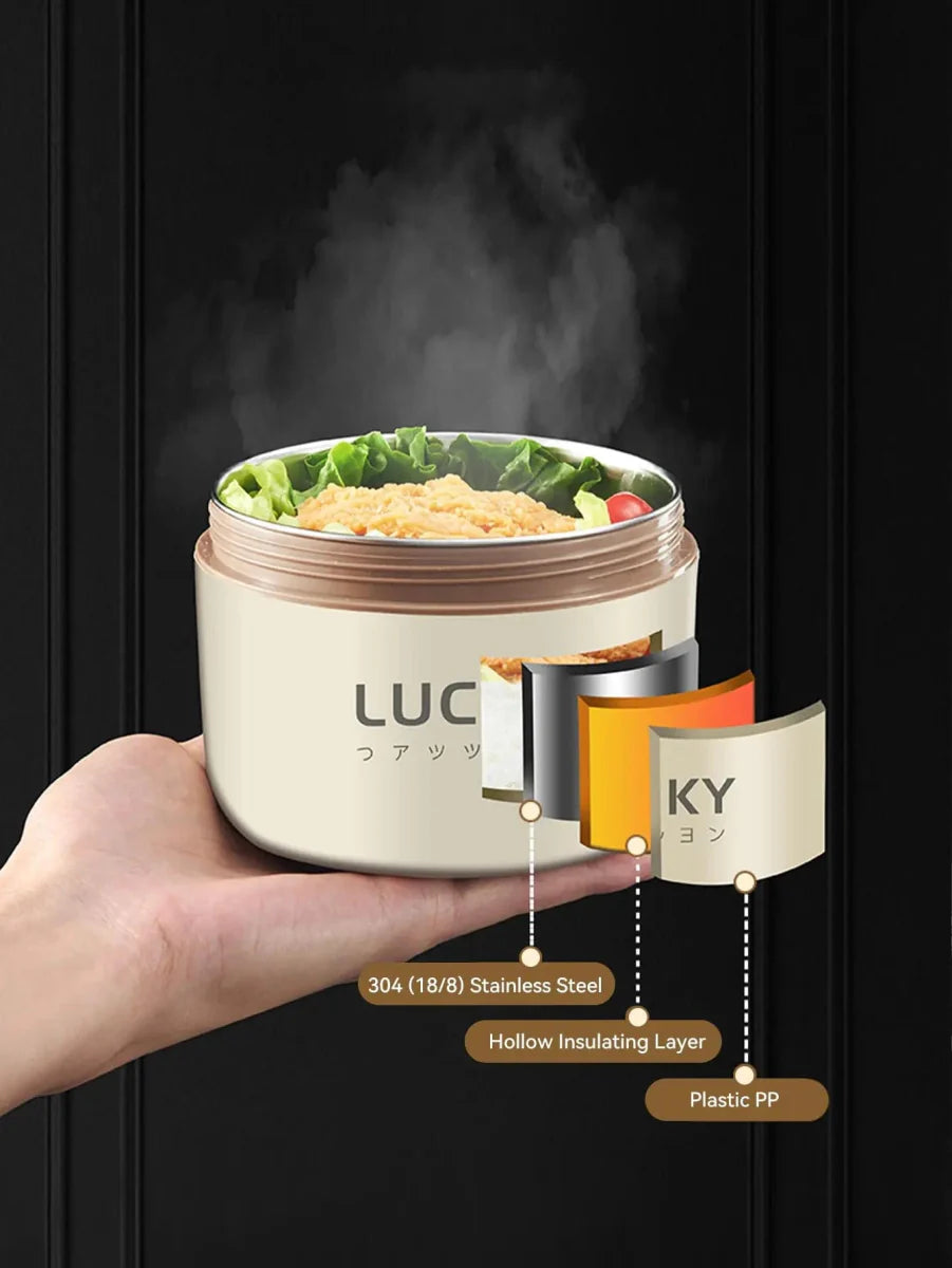 Stainless steel WORTHBUY insulated lunch box with leak-proof design, portable bento box with handle for students and microwave use